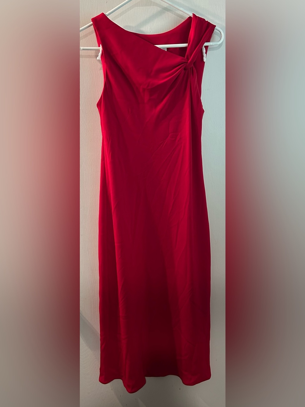 dressbarn Red Sleeveless Maxi Dress with Knotted Shoulder Size 10